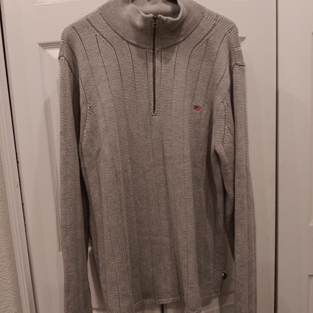 Polo Jeans Co Ralph Lauren Light Gray 1/4 Zip-Up Mens  Sweater Size XXL